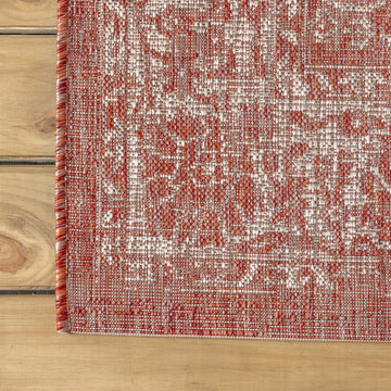 Tela Bohemian Textured Weave Floral Indoor/outdoor Runner Rug